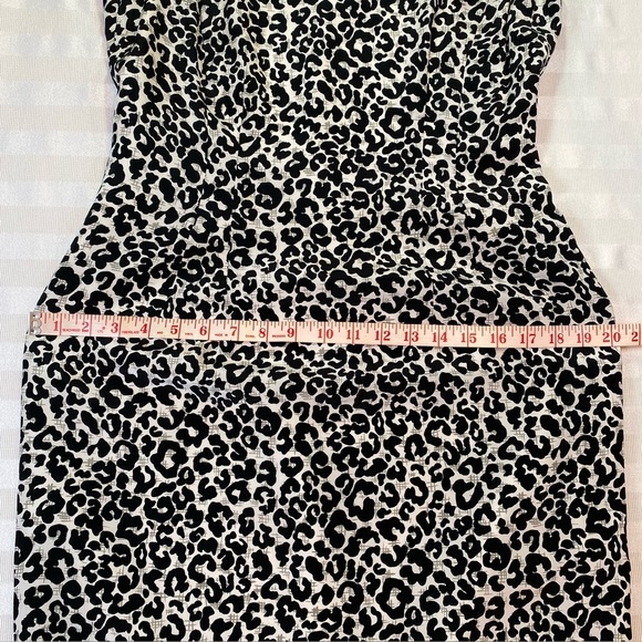 Maggy London 100% Silk Black & White Sz 10 Leopard Print Sheath Sleeveless Dress - Picture 6 of 15